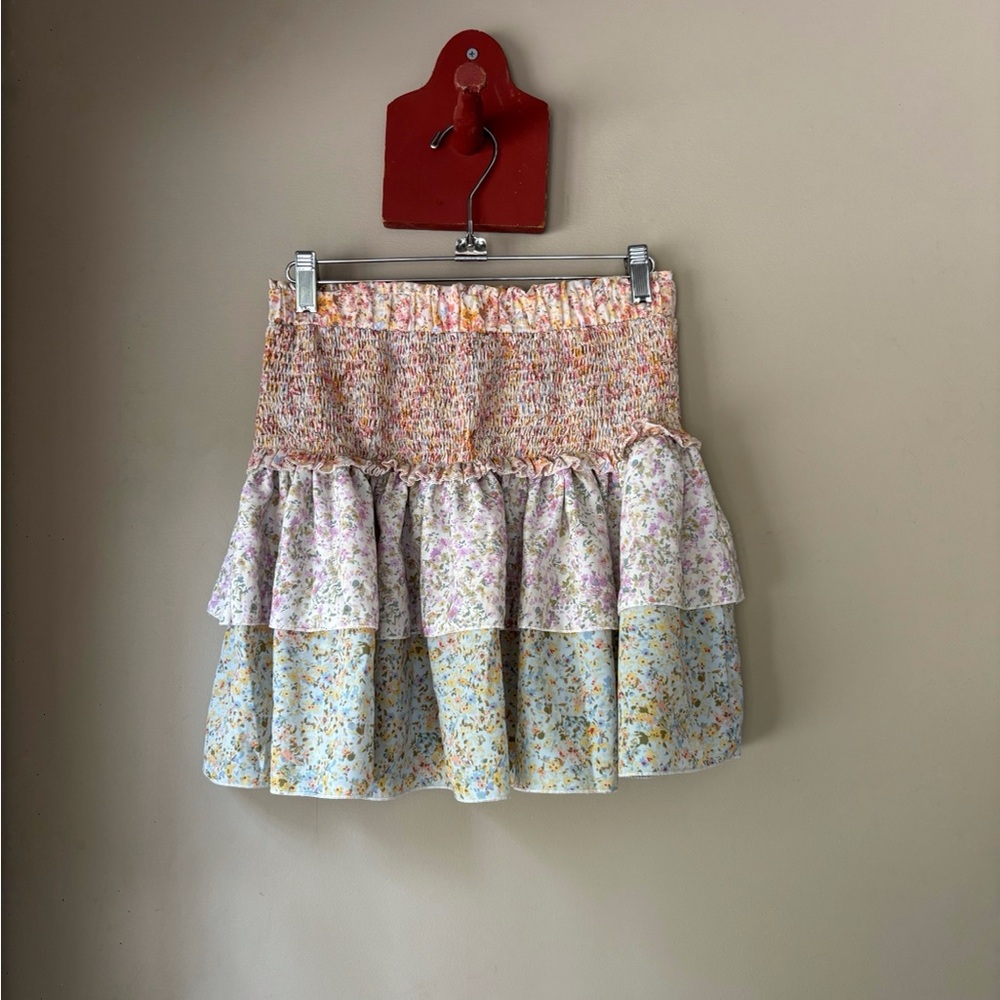 FINAL PRICE SHEIN Floral Multicolor Floral Ruffle Mini Skirt S